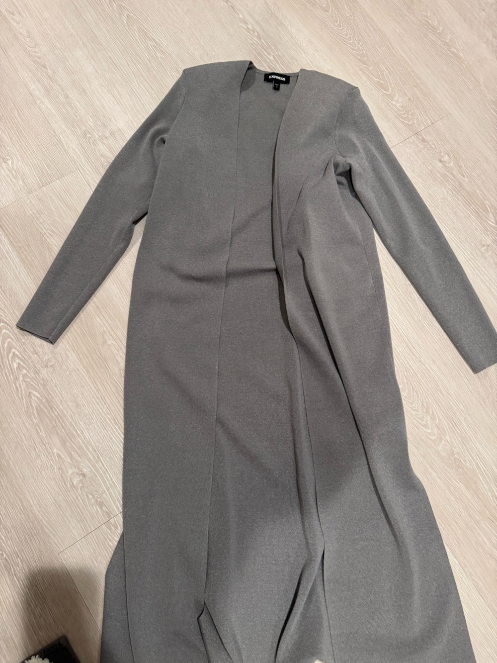 Express Slate Grey Longline Open-Front Dress